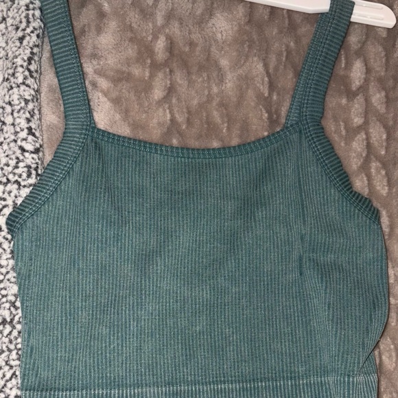 Colsie Ribbed Crop Top - Teal - Picture 2 of 4